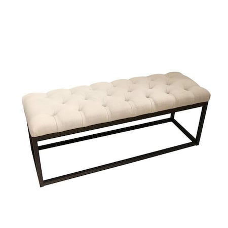 Diamond Sofa Mateo Black Powder Coat Metal Small Linen Tufted Bench- Desert Sand Linen MATEOBESSD